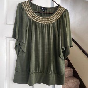 Olive green flair sleeve top